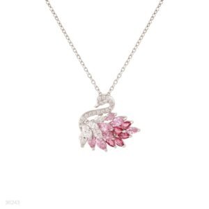graceful swan pendant silver-purple